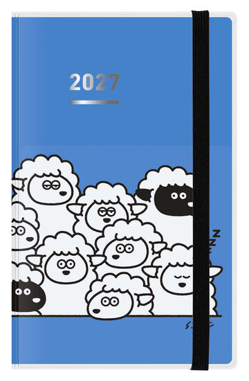 Jibun Techo Firstkit mini (DIARY+IDEA+LIFE) 2027 B6 slim Limited Fluffy Sheep Gathering Blue,Blue, small image number 0