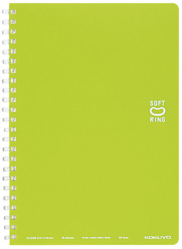 Soft Ring Notebook Colorful A5 50 Sheets Light Green,Light green, small image number 0