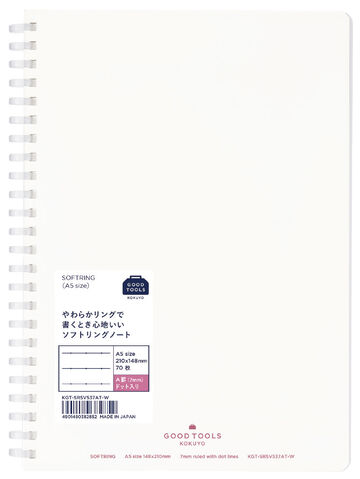 GOOD TOOLS Soft ring Notebook A5 70 Sheets 7mm Dot line,Pink/Pink Gray, small image number 2
