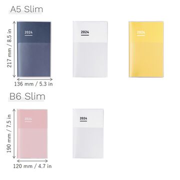 Jibun Techo Diary mini 2024 B6 Slim White with Custom Cover & Stationery SET,, small image number 1