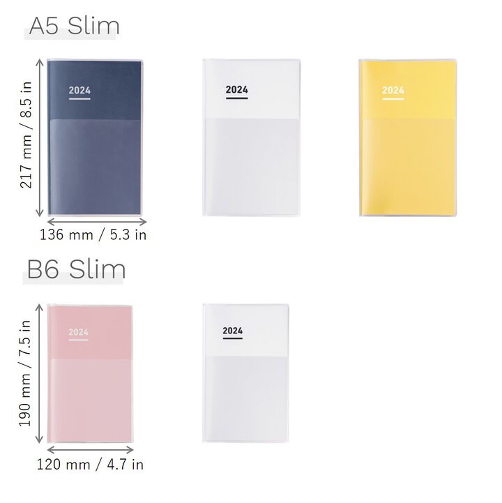 Jibun Techo Diary mini 2024 B6 Slim Pink,Pink, medium