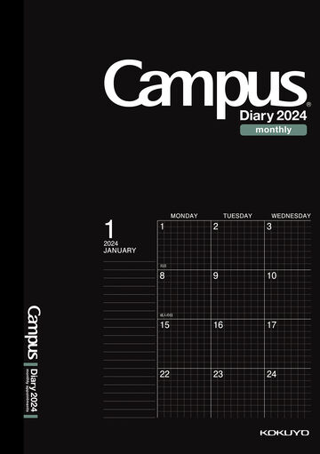 Campus Diary A5 Size Black Monthly Type,Black, small image number 0