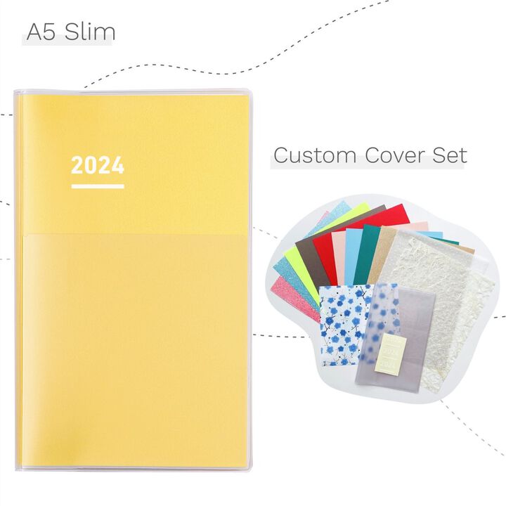 Jibun Techo Diary 2024 A5 Slim Yellow