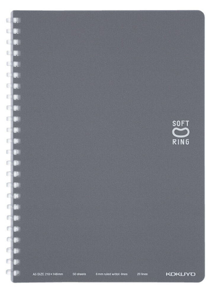 Soft Ring notebook Colorful A5 50 Sheets Dark Glay,Dark Gray, medium