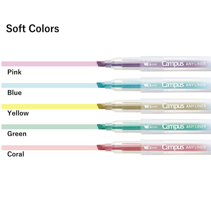 Campus ANY LINER Bleed Resistant Twin Highlighter 4mm 2mm Tip Soft Coral,Coral, medium image number 2