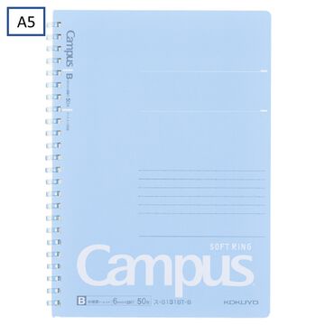 Campus Soft Ring Notebook A5 6mm Dotted Rule 50 Sheets Blue,Blue, small image number 0