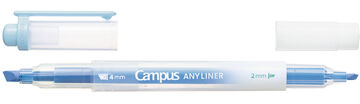 Campus ANY LINER Bleed Resistant Twin Highlighter 4mm 2mm Tip Smoky Blue,Blue, small image number 1