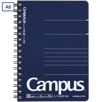 Campus Twin ring Notebook 6mm Dot rule 50 Sheets A6,Navy, small image number 0
