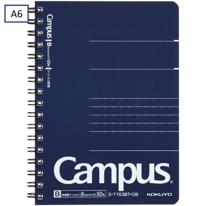 Campus Twin ring Notebook 6mm Dot rule 50 Sheets A6,Navy, medium