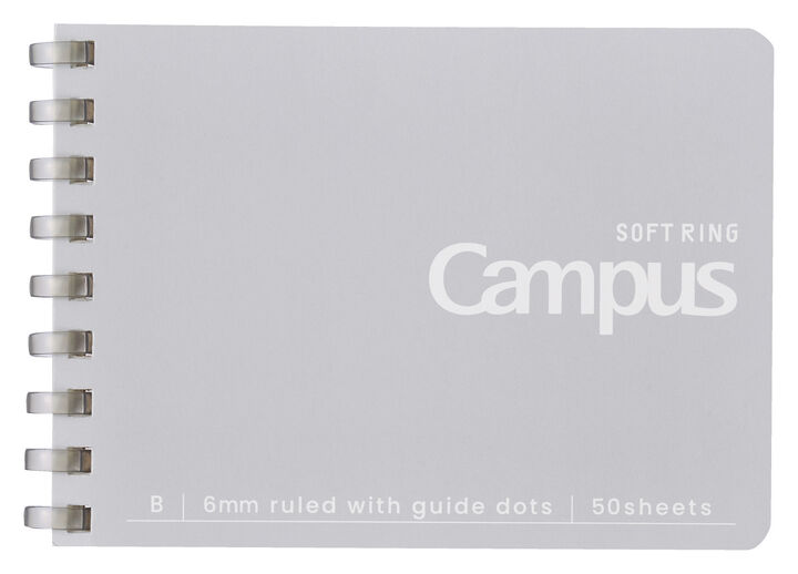 Campus Soft Ring Notebook A7 6mm Dotted Rule 50 Sheets Gray,Gray, medium