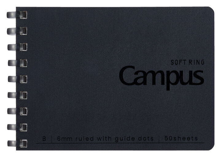 Campus Soft Ring Notebook A7 6mm Dotted Rule 50 Sheets Black,Black, medium