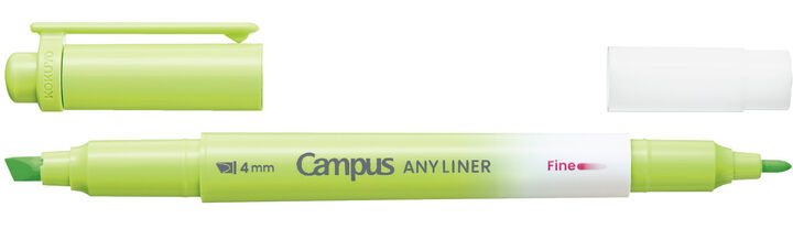 Campus ANY LINER Bleed Resistant Twin Highlighter 4mm Fine Point Tip Neon Green,Green, medium