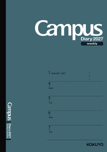 Campus Diary 2027  Weekly Horizontal left A5 Dark Green,Dark Green, small image number 0