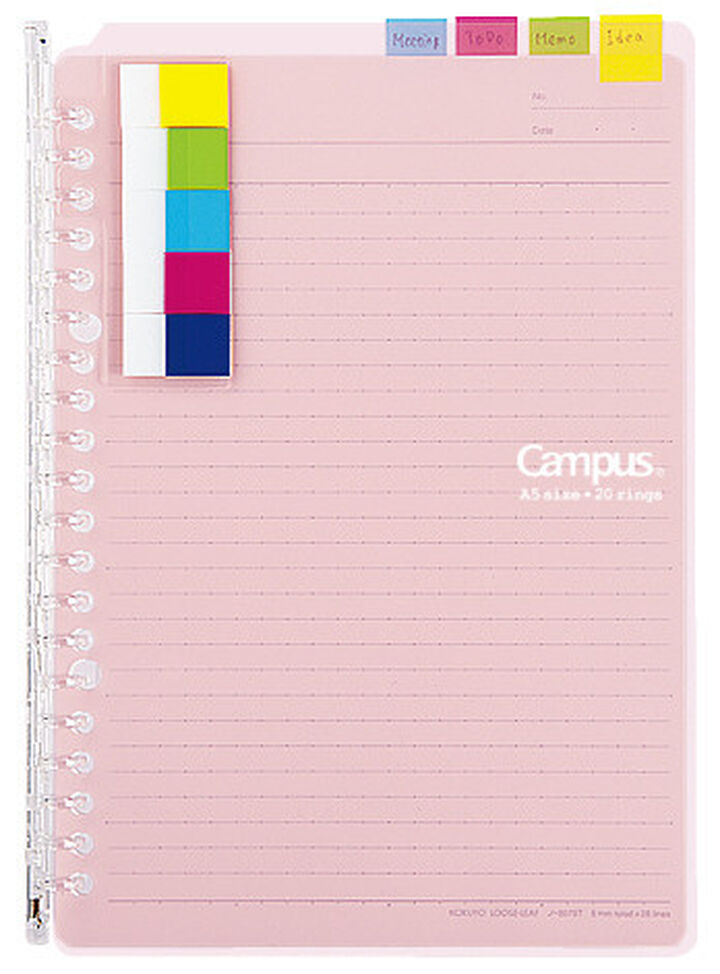 Campus Smartring Slim Binder A5 <25 Sheets> Light Pink,Light Pink, medium image number 2