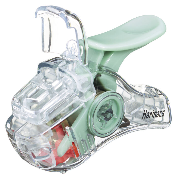 Transparent Mechanism Stapleless Stapler Harinacs Compact Alpha 5 Sheets Green,Green, medium image number 4