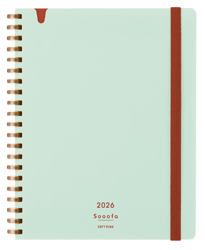 Softring Sooofa Diary 2026 Monthly + Grid Notes B6 Light Green,Light green, medium
