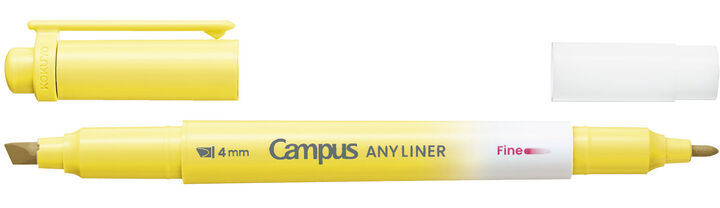 Campus ANY LINER Bleed Resistant Twin Highlighter 4mm Fine Point Tip Smoky Yellow,Yellow, medium