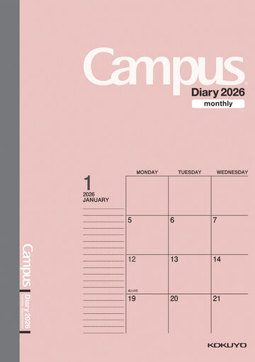 Campus Diary 2026 Monthly A5 Pink,Pink, small image number 0