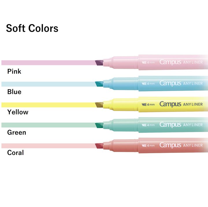 Campus ANY LINER Bleed Resistant Twin Highlighter 4mm Fine Point Tip Soft Pink,Pink, medium image number 2