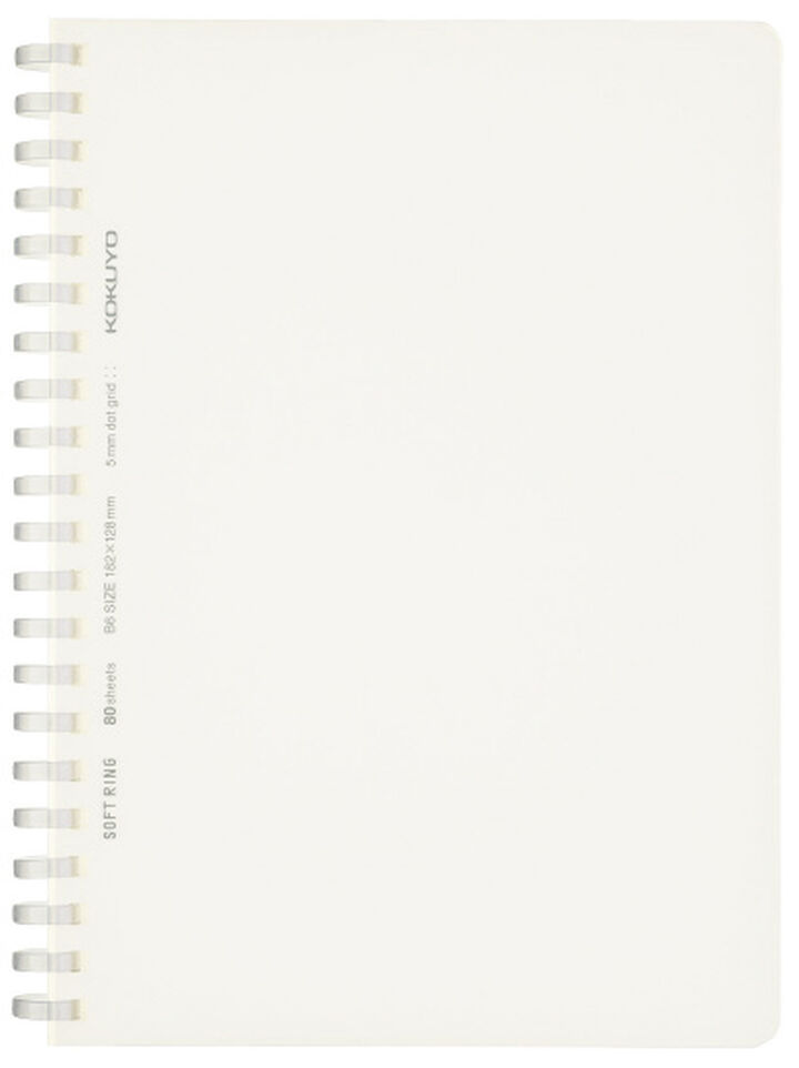 Soft Ring notebook Clear B6 80 Sheets 5mm Grid Dot Rule,White, medium
