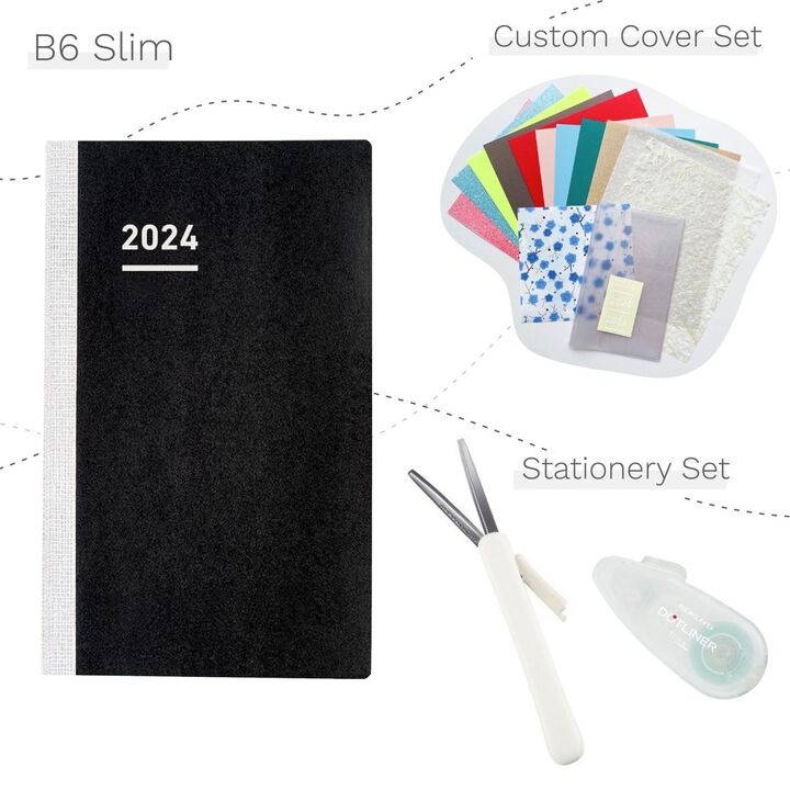 Jibun Techo Biz mini 2024 B6 Slim Refill with Custom Cover & Stationery SET