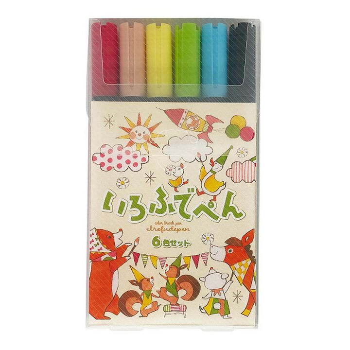Iro Fude pen  Brush pen Set of 6 colors,, medium