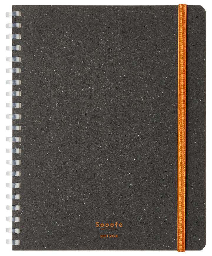 Soft ring Notebook Sooofa Cardboard 4mm Grid line B6 Black,Black, medium