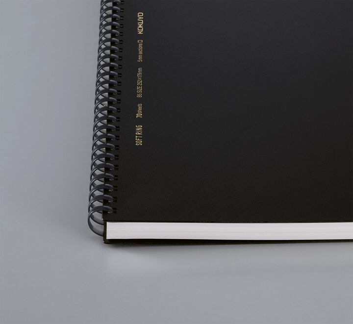 Soft ring Notebook 5mm Grid line A6 70 Sheets Black,Black, medium image number 6