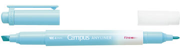 Campus ANY LINER Bleed Resistant Twin Highlighter 4mm Fine Point Tip Soft Blue,Blue, small image number 1