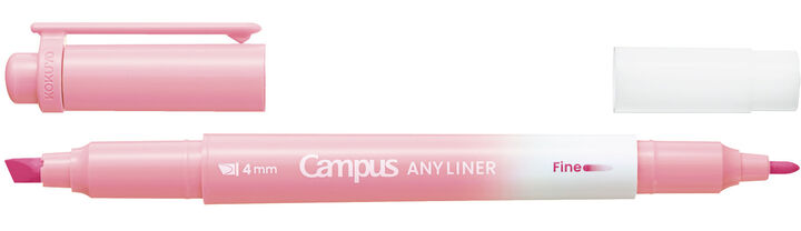 Campus ANY LINER Bleed Resistant Twin Highlighter 4mm Fine Point Tip Neon Pink,Pink, medium image number 1