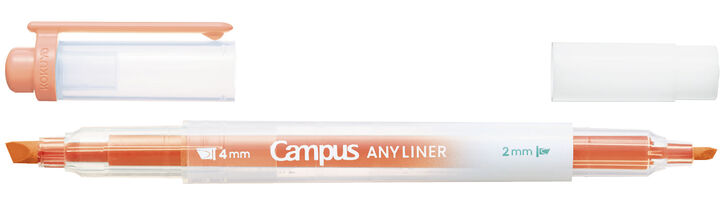Campus ANY LINER Bleed Resistant Twin Highlighter 4mm 2mm Tip Neon Orange,Orange, medium