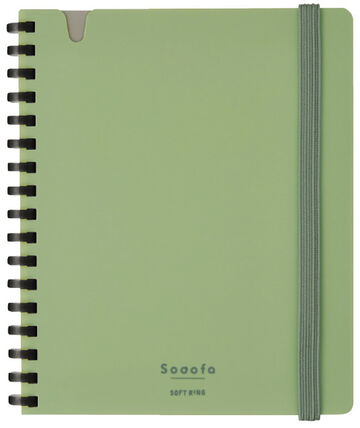Soft Ring Notebook Sooofa  A6 4mm Grid Rule 80Sheets Green,Dark Green, small image number 0