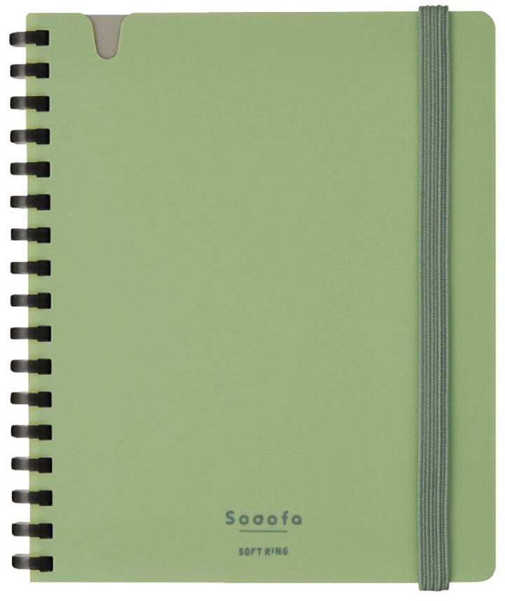 Soft Ring Notebook Sooofa  A6 4mm Grid Rule 80Sheets Green,Dark Green, medium image number 0