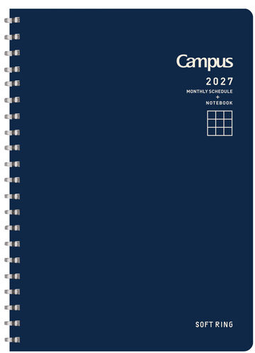 Softring Diary 2027  Monthly + Grid Notes B6 Navy,Navy, small image number 0
