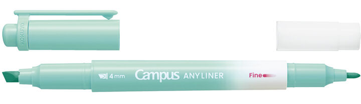 Campus ANY LINER Bleed Resistant Twin Highlighter 4mm Fine Point Tip Soft Green,Green, medium