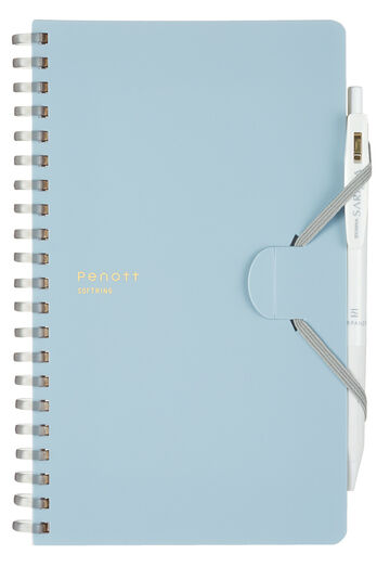 Soft Ring Notebook Penott 5mm Grid Rule B6 70 Sheets Blue,Light Blue, small image number 1