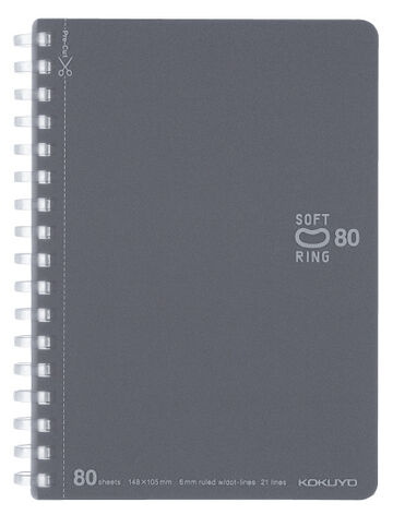 Soft Ring notebook Colorful A6 80 Sheets Dark Glay,Dark Gray, small image number 0