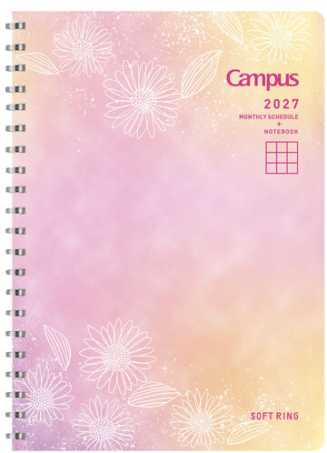Softring Diary 2027  Monthly + Grid Notes B6 Aurora Pink,Pink, small image number 0