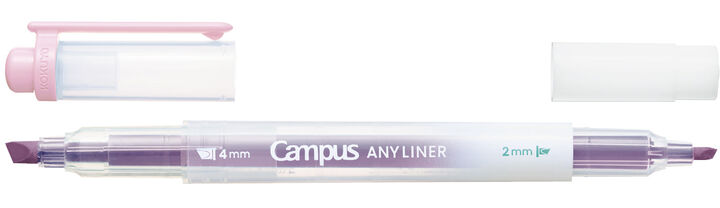 Campus ANY LINER Bleed Resistant Twin Highlighter 4mm 2mm Tip Soft Pink,Pink, medium