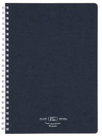 Soft Ring notebook Natural A5 80 Sheets Navy,Navy, small image number 0