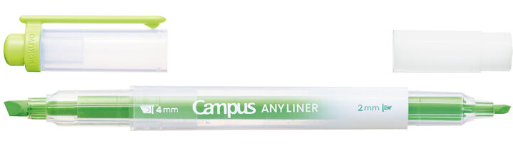 Campus ANY LINER Bleed Resistant Twin Highlighter 4mm 2mm Tip Neon Green,Green, medium
