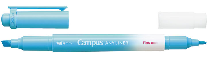Campus ANY LINER Bleed Resistant Twin Highlighter 4mm Fine Point Tip Neon Blue,Blue, medium