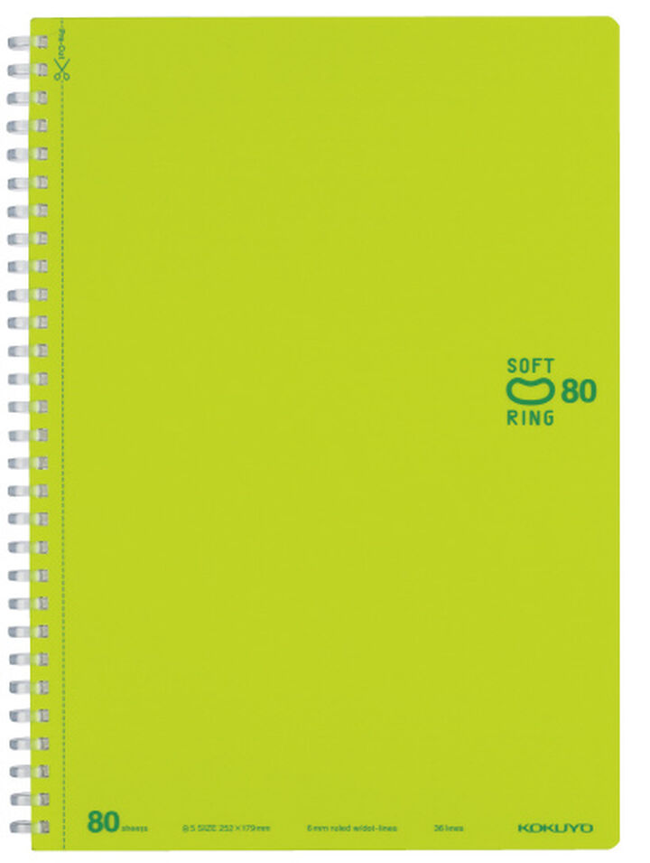 Soft Ring notebook Colorful B5 80 Sheets Light Green