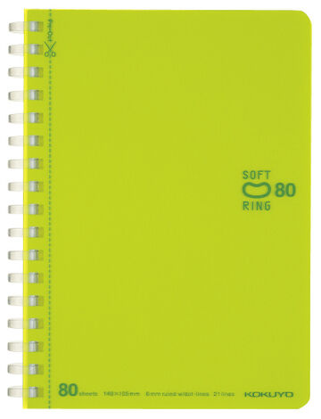 Soft Ring notebook Colorful A6 80 Sheets Light Green,Light green, small image number 0