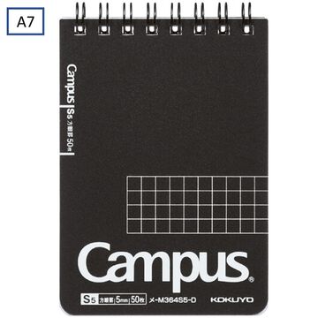 Campus Twin ring Memonote 5mm Grid line 50 Sheets A7,Black, small image number 0