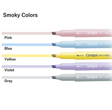 Campus ANY LINER Bleed Resistant Twin Highlighter 4mm Fine Point Tip Smoky Blue,Blue, small image number 2