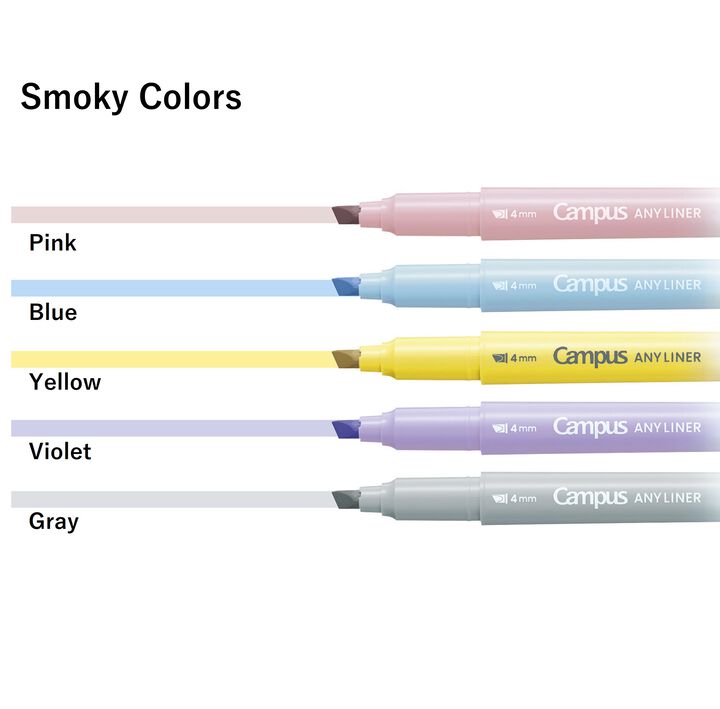 Campus ANY LINER Bleed Resistant Twin Highlighter 4mm Fine Point Tip Smoky Blue,Blue, medium image number 2