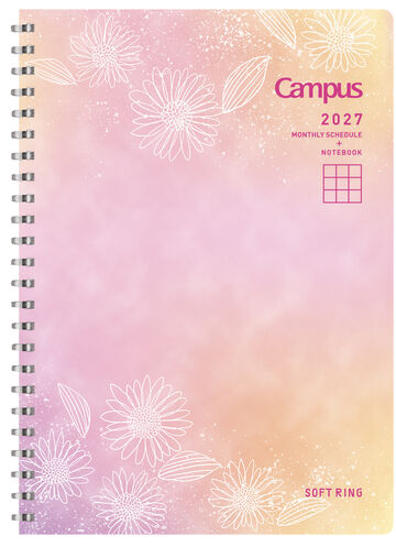 Softring Diary 2027  Monthly + Grid Notes A5 Aurora Pink,Pink, small image number 0