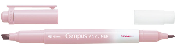Campus ANY LINER Bleed Resistant Twin Highlighter 4mm Fine Point Tip Smoky Pink,Pink, medium
