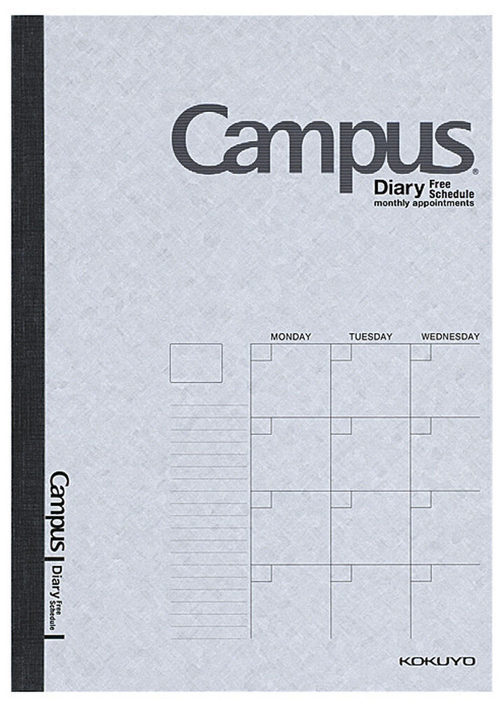 Campus Diary B5 Size Free Schedule,Gray, medium